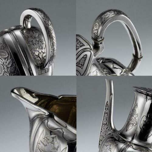 フランスアンティーク　オディオ（odiot）19世紀　純無垢　5ピース　ティーサービス c.1880