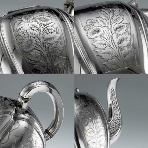 フランスアンティーク　オディオ（odiot）19世紀　純無垢　5ピース　ティーサービス c.1880