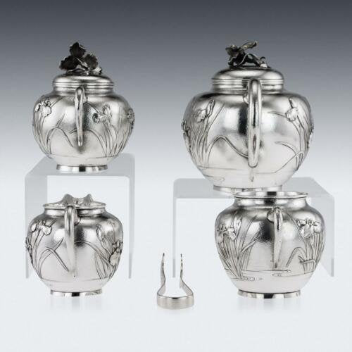 アンティーク20世紀　日本製銀無垢5ピースティセット　サムライ商会　c.1900