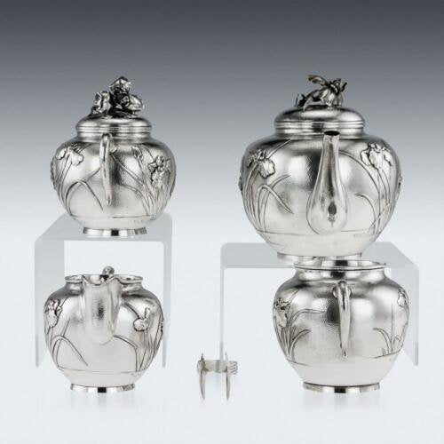 アンティーク20世紀　日本製銀無垢5ピースティセット　サムライ商会　c.1900