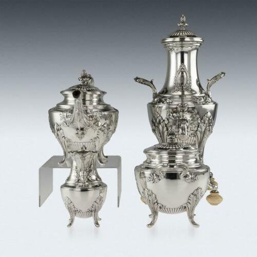 アンティーク19世紀 フランスの帝国式　銀無垢　ティサービス　パリc.1900