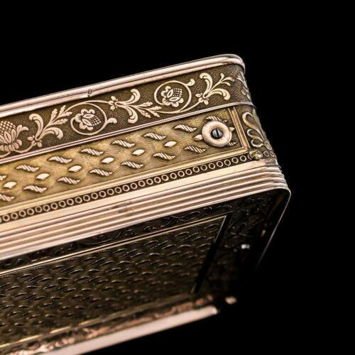 アンティーク 19世紀　フランス 銀メッキ　音楽かぎ煙草入れ　c.1810