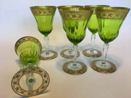 サンルイ　ワインコブレット　カロ柄　24金アザミデザイン 6個セット