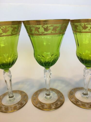 サンルイ　ワインコブレット　カロ柄　24金アザミデザイン 6個セット