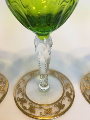 サンルイ　ワインコブレット　カロ柄　24金アザミデザイン 6個セット