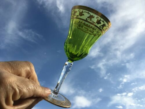 サンルイ　ワインコブレット　カロ柄　24金アザミデザイン 6個セット