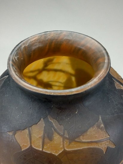 最高峰　ドーム兄弟（ドームナンシー ）アートガラス枯葉の花瓶