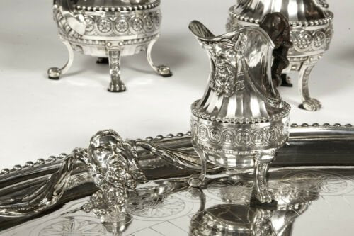 カルディヤック　ルネッサンス調　フランス　スターリングシルバー製　ティーセット　マスカロン＆キメラ　1880