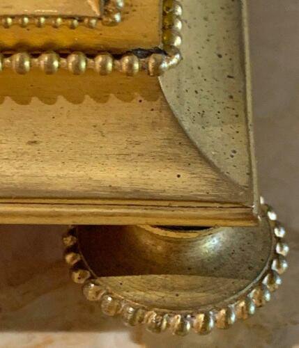 19世紀　ブロンズメッキ　エナメル　ジュエリーボックス　内装裏地付き