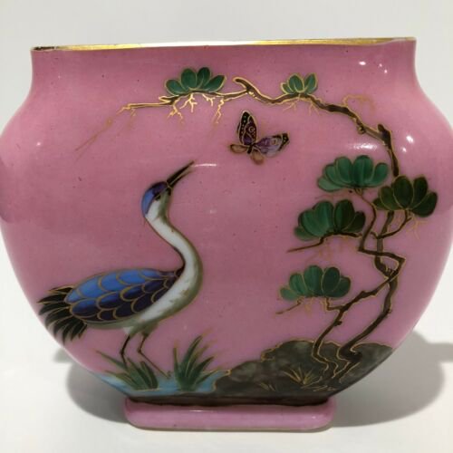 バカラ　オパーリン　鳥模様　花瓶