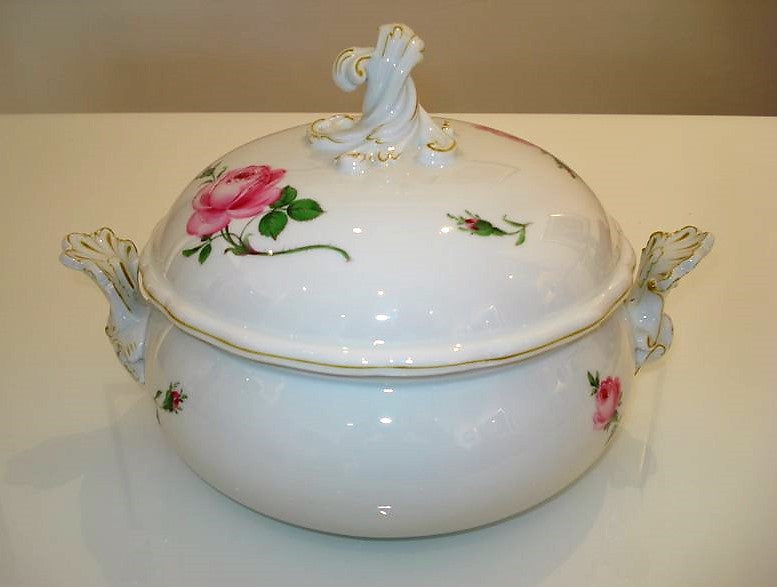 マイセン(Meissen)　テリーヌ　ピンクローズ　金縁　1級品