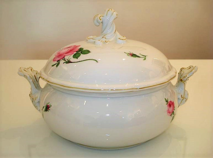 マイセン(Meissen)　テリーヌ　ピンクローズ　金縁　1級品