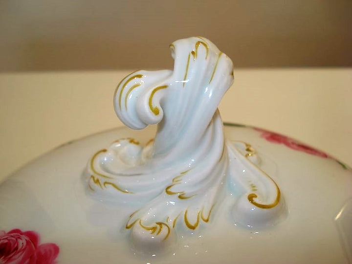 マイセン(Meissen)　テリーヌ　ピンクローズ　金縁　1級品