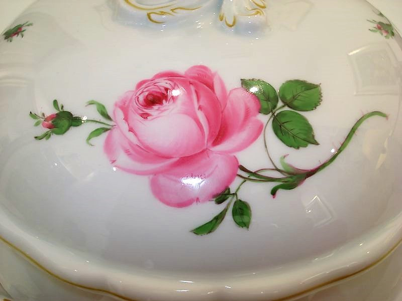 マイセン(Meissen)　テリーヌ　ピンクローズ　金縁　1級品