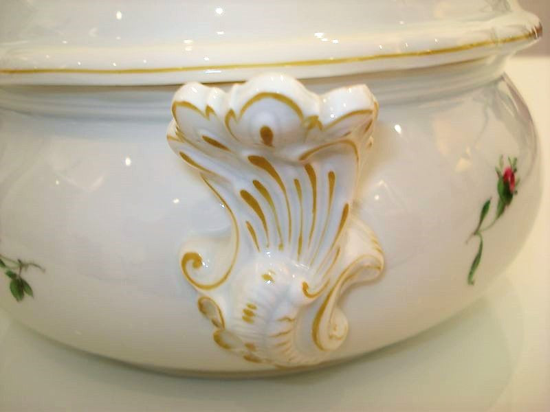 マイセン(Meissen)　テリーヌ　ピンクローズ　金縁　1級品