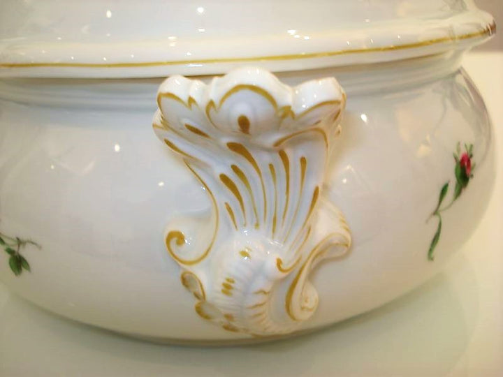マイセン(Meissen)　テリーヌ　ピンクローズ　金縁　1級品