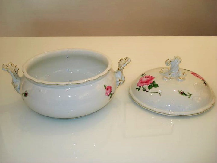 マイセン(Meissen)　テリーヌ　ピンクローズ　金縁　1級品