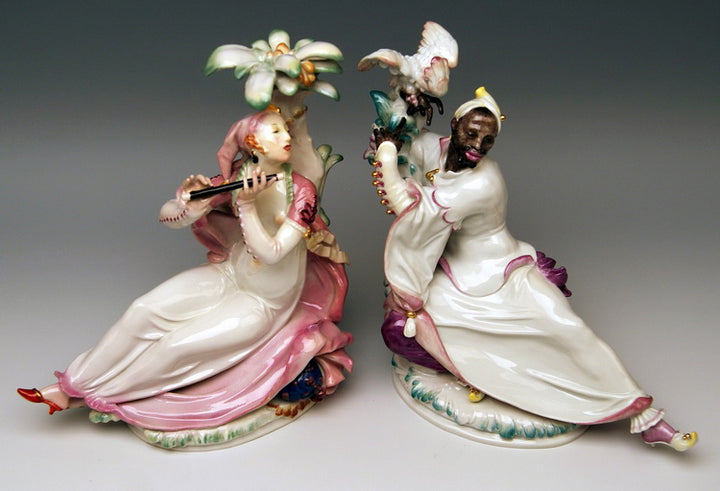 マイセン人形(Meissen)、東洋の女性と黒人男性、1級品