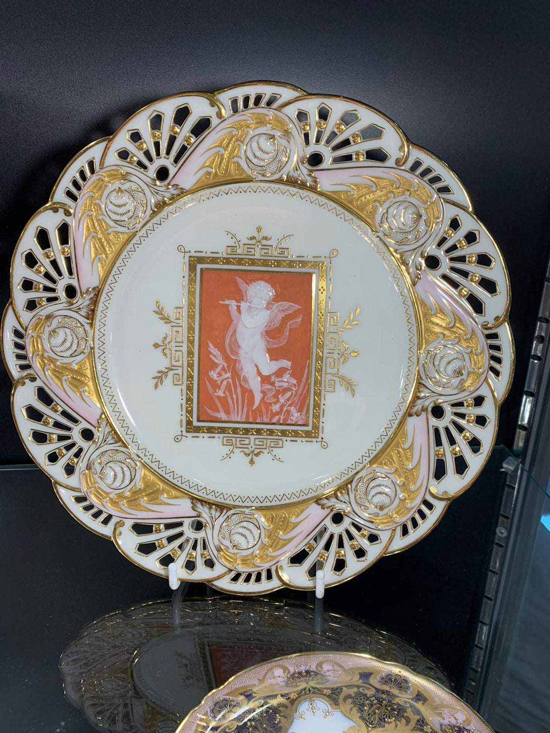 ミントン パテシュールパテ フルートを吹く天使の飾り皿（プレート）2