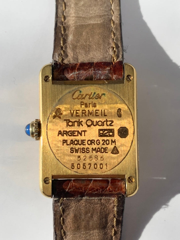 カルティエ 腕時計 マスト タンク ヴェルメイユ レディース 手巻き SV925 革ベルト