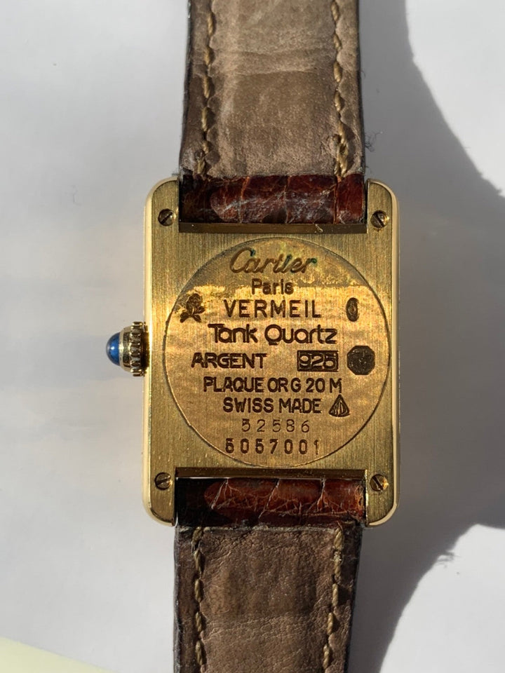 カルティエ 腕時計 マスト タンク ヴェルメイユ レディース 手巻き SV925 革ベルト