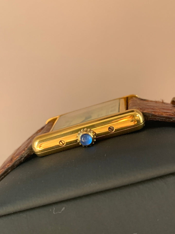 カルティエ 腕時計 マスト タンク ヴェルメイユ レディース 手巻き SV925 革ベルト