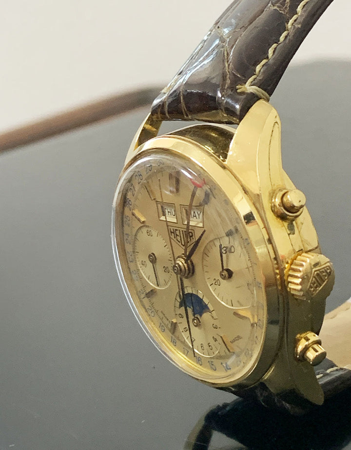 伝説のクロノグラフ ホイヤー ゴールデンアワー ムーンフェイズ Golden Hours Moon Phase Ref 721.208