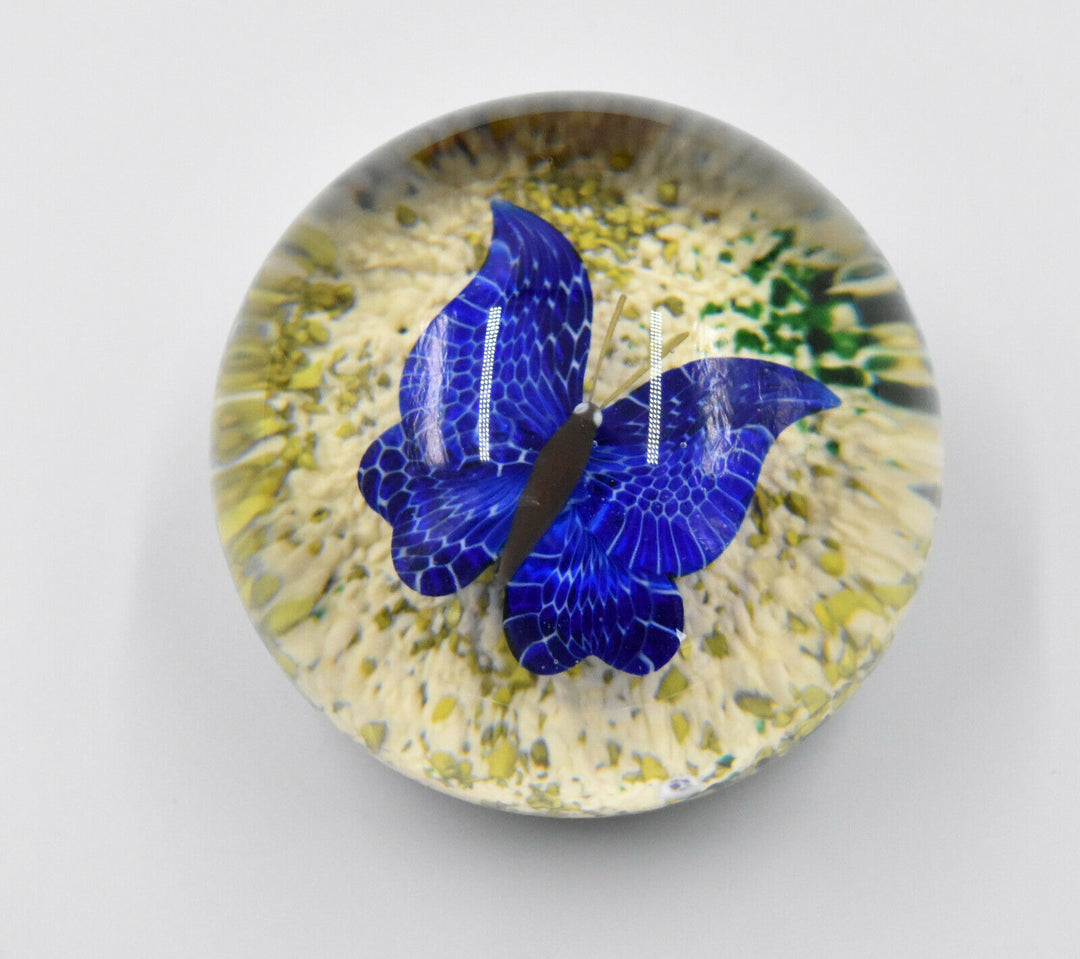 BACCARAT BOULE sulfure presse-papier décor de papillon année 1978 paperweight