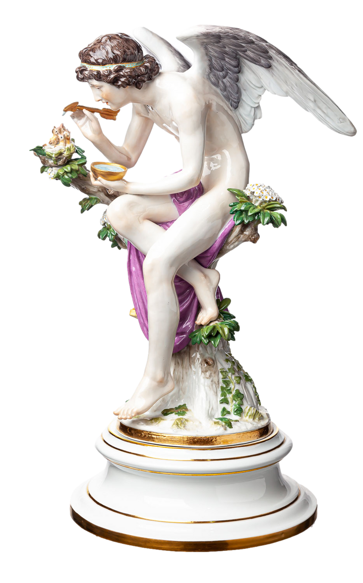 マイセン人形 フィギュリン ナイチンゲールに餌をやる天使 R.ヘルべ