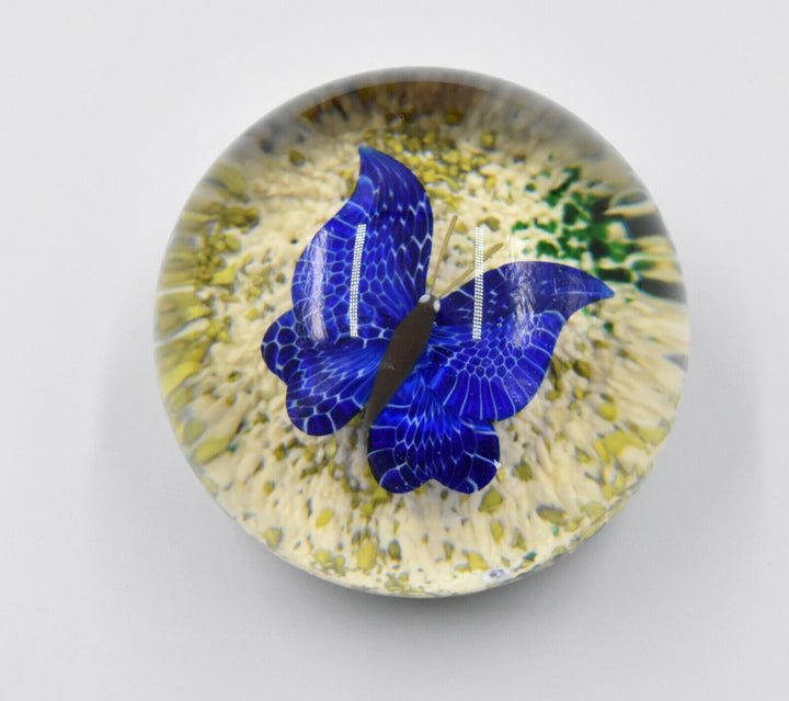 BACCARAT BOULE sulfure presse-papier décor de papillon année 1978 paperweight