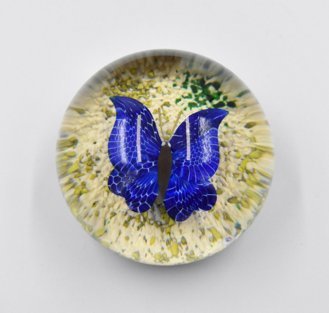 BACCARAT BOULE sulfure presse-papier décor de papillon année 1978 paperweight