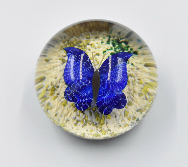 BACCARAT BOULE sulfure presse-papier décor de papillon année 1978 paperweight