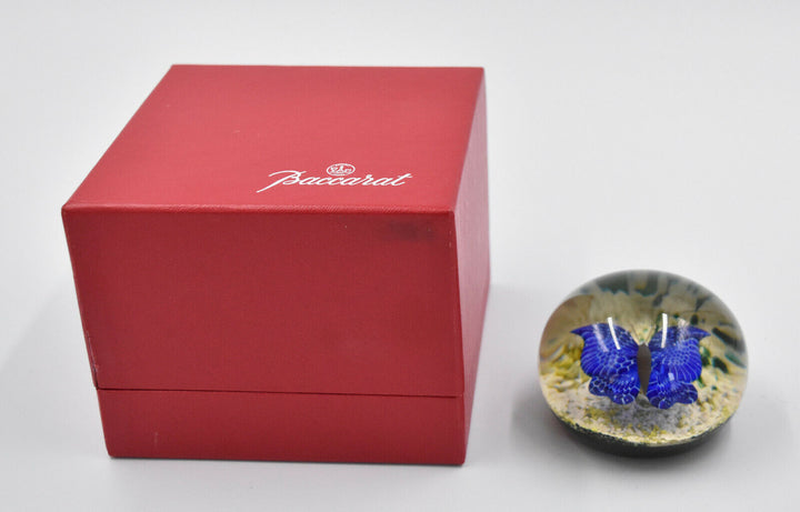BACCARAT BOULE sulfure presse-papier décor de papillon année 1978 paperweight