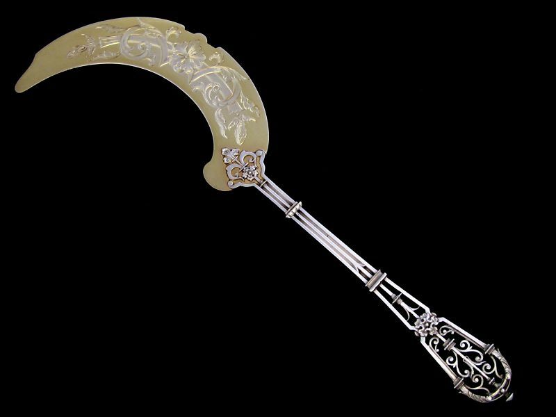 PUIFORCAT French All Sterling Silver 18k Gold Ice Cream Set 2 pc w/box Fantasy