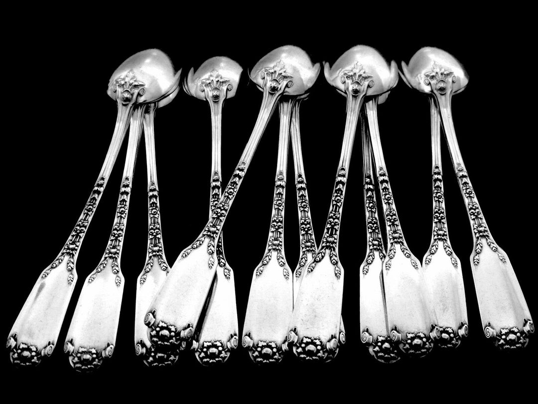 Soufflot Massive French Sterling Silver Tea Coffee Spoons Set 12 pc