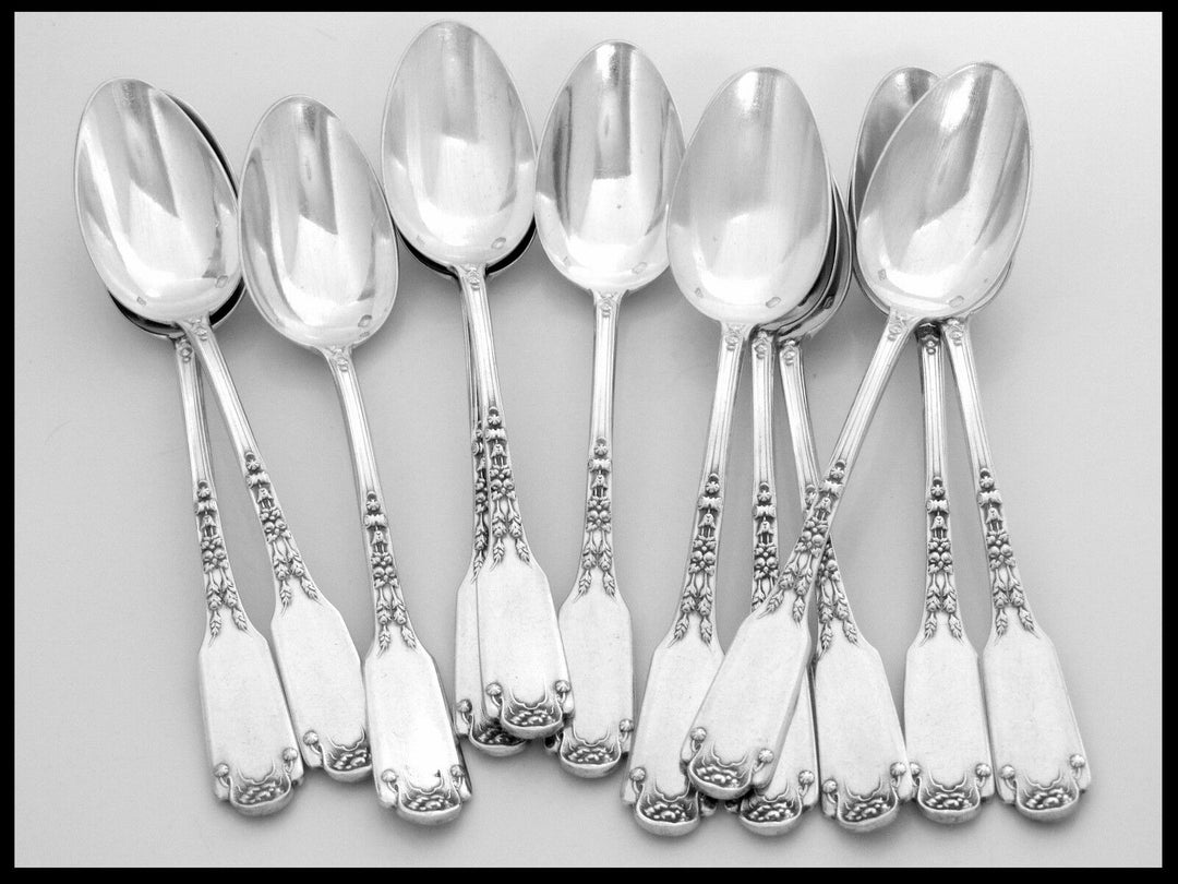 Soufflot Massive French Sterling Silver Tea Coffee Spoons Set 12 pc