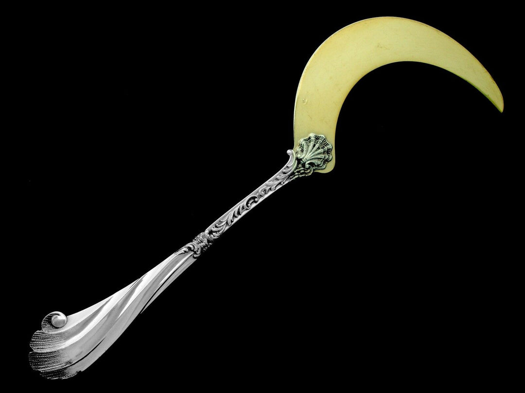 Soufflot Rare French All Sterling Silver 18k Gold Ice Cream Servers 2 pc Rococo