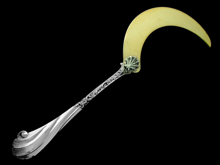 Soufflot Rare French All Sterling Silver 18k Gold Ice Cream Servers 2 pc Rococo