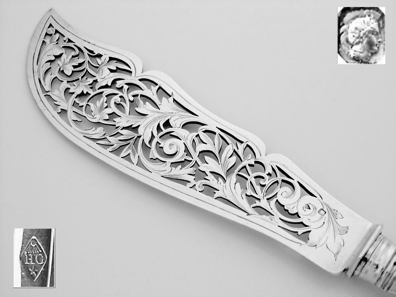 Antique French All Sterling Silver Large Serving Knife