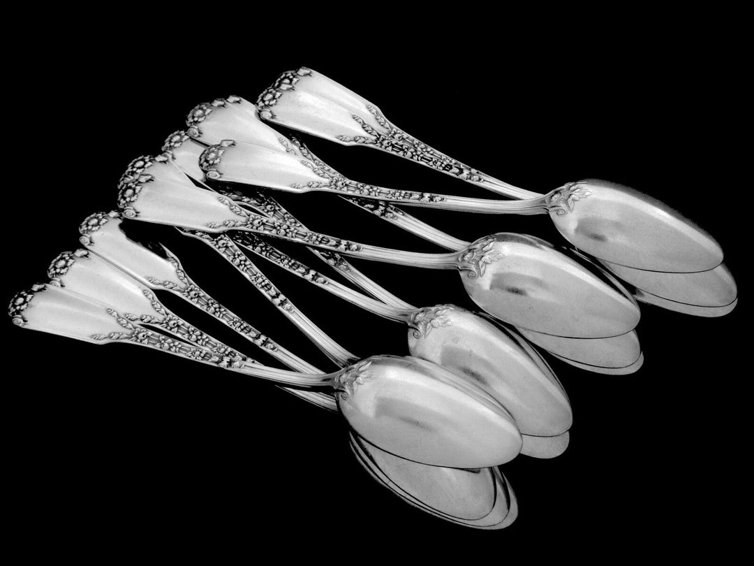 Soufflot Massive French Sterling Silver Tea Coffee Spoons Set 12 pc