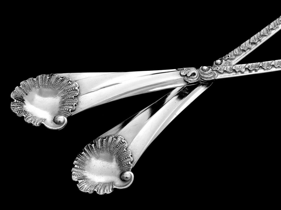 Soufflot Rare French All Sterling Silver 18k Gold Ice Cream Servers 2 pc Rococo