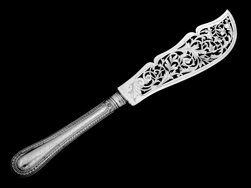 Antique French All Sterling Silver Large Serving Knife