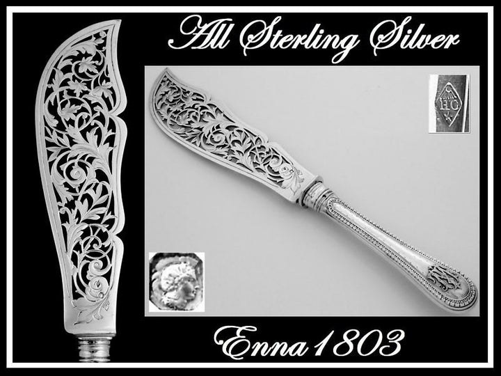 Antique French All Sterling Silver Large Serving Knife