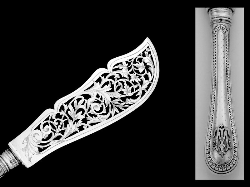 Antique French All Sterling Silver Large Serving Knife