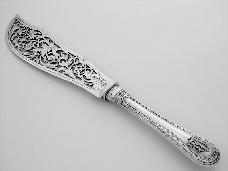 Antique French All Sterling Silver Large Serving Knife