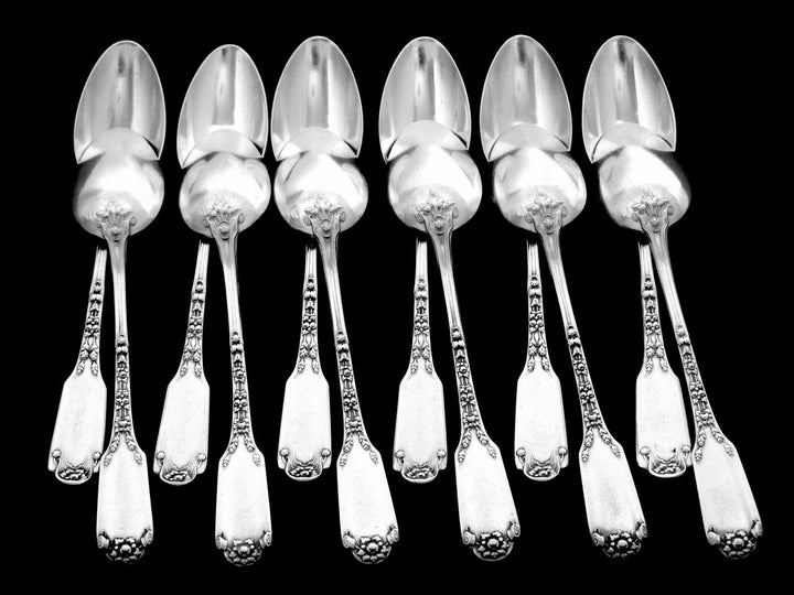 Soufflot Massive French Sterling Silver Tea Coffee Spoons Set 12 pc