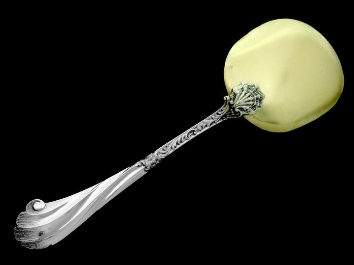 Soufflot Rare French All Sterling Silver 18k Gold Ice Cream Servers 2 pc Rococo