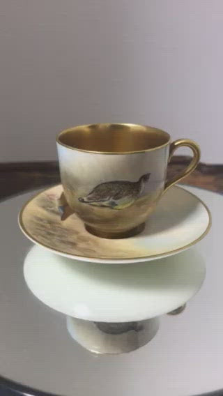 ロイヤルウースター　ウズラが描かれたデミタスカップ&ソーサー