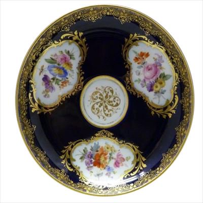 ００８　マイセン　金彩　風景図　カップ＆ソーサー　アンティーク食器