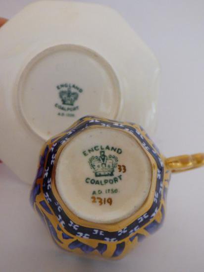 ０５９　コールポート　金彩張染付竹林鳥図紋　デミタスカップ＆ソーサー